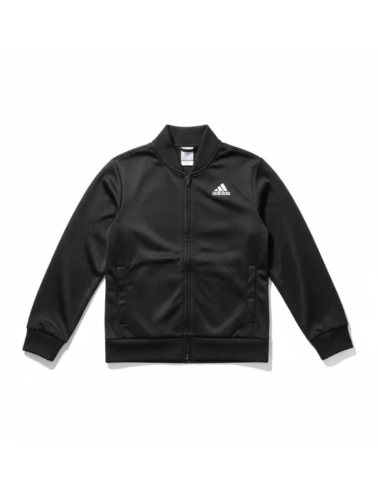 Toddler Adidas Black Track Jacket with White Stripes and Logo - Picture 2 of 4
